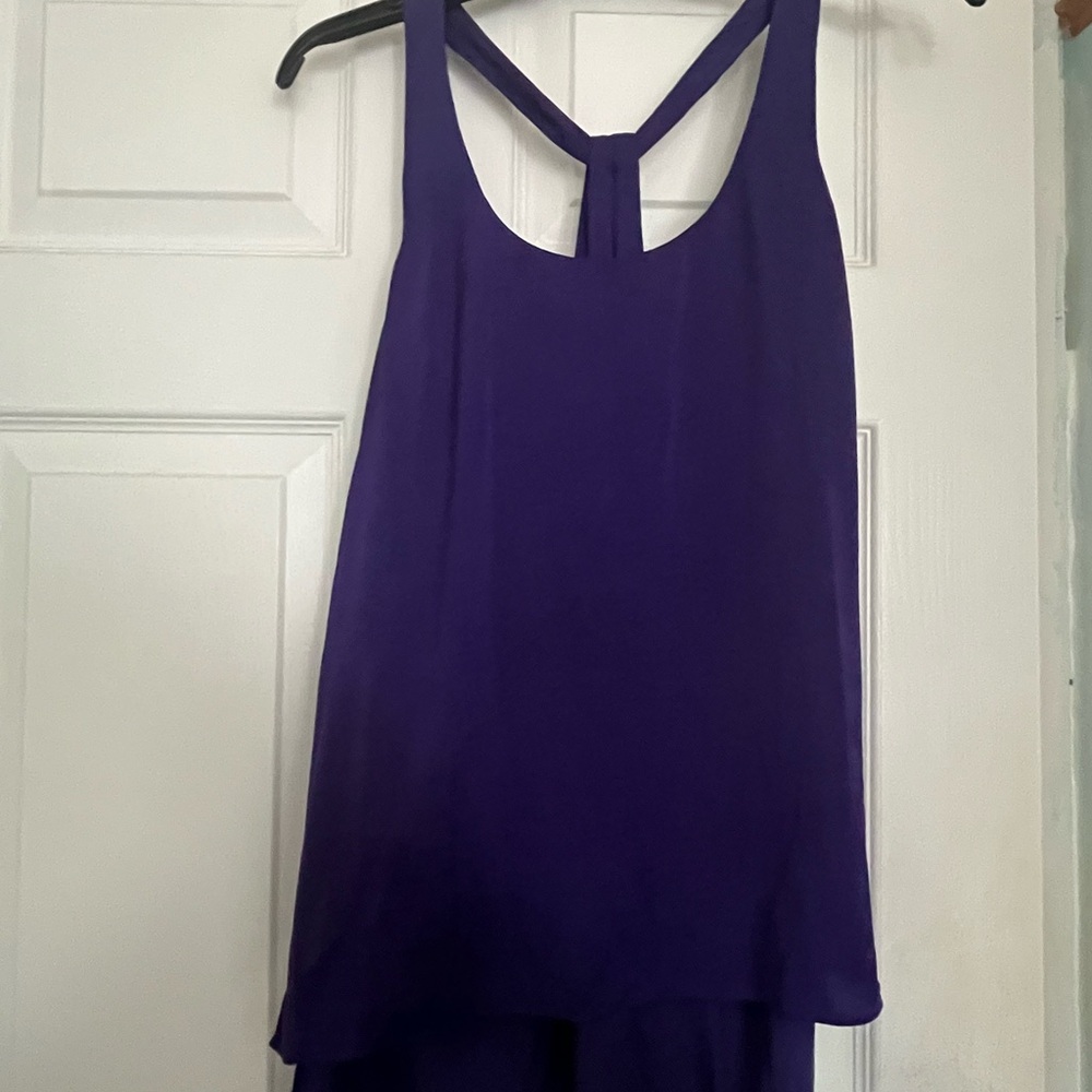BCBGMaxAzria Asymmetrical Backless Purple Tank Top